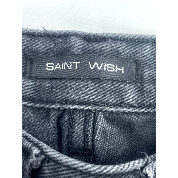 Saint Wish Cropped Cut Off Jean Shorts Black Size 28 Frayed Hem Closet Staple - Picture 6 of 10